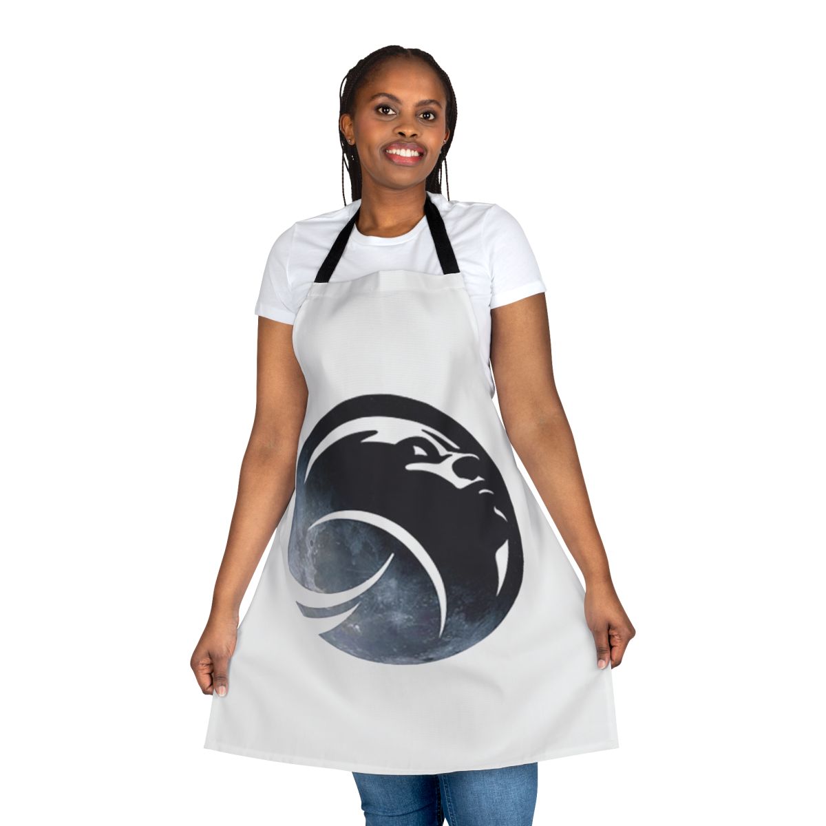 White apron with the Artemis program logo and the image of a female astronaut