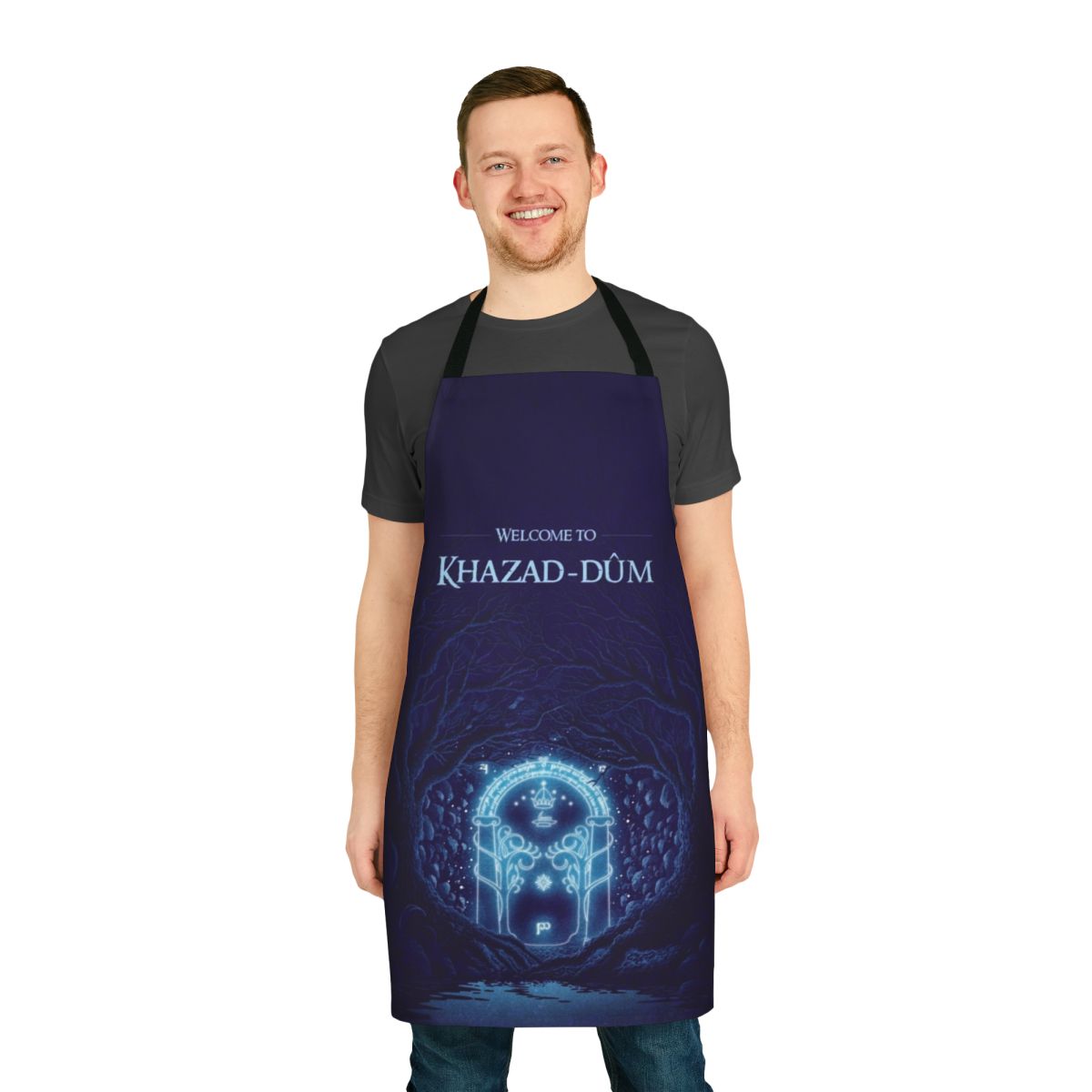 Khazad-dûm-themed apron featuring Lord of the Rings imagery