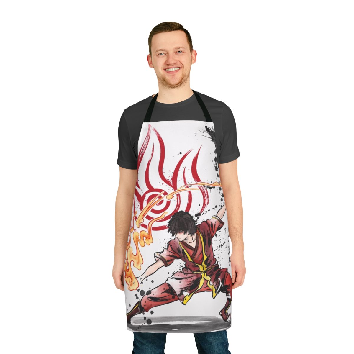 Anime-inspired apron featuring the symbols and elements of the Avatar universe