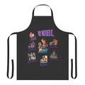Apron with the text "Mom The Household Superhero" and a graphic of a mom in a superhero cape