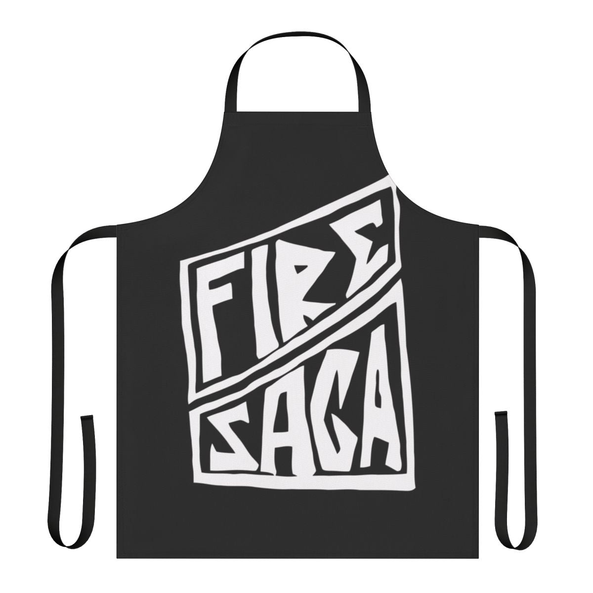 Fire Saga-inspired apron with logo and characters