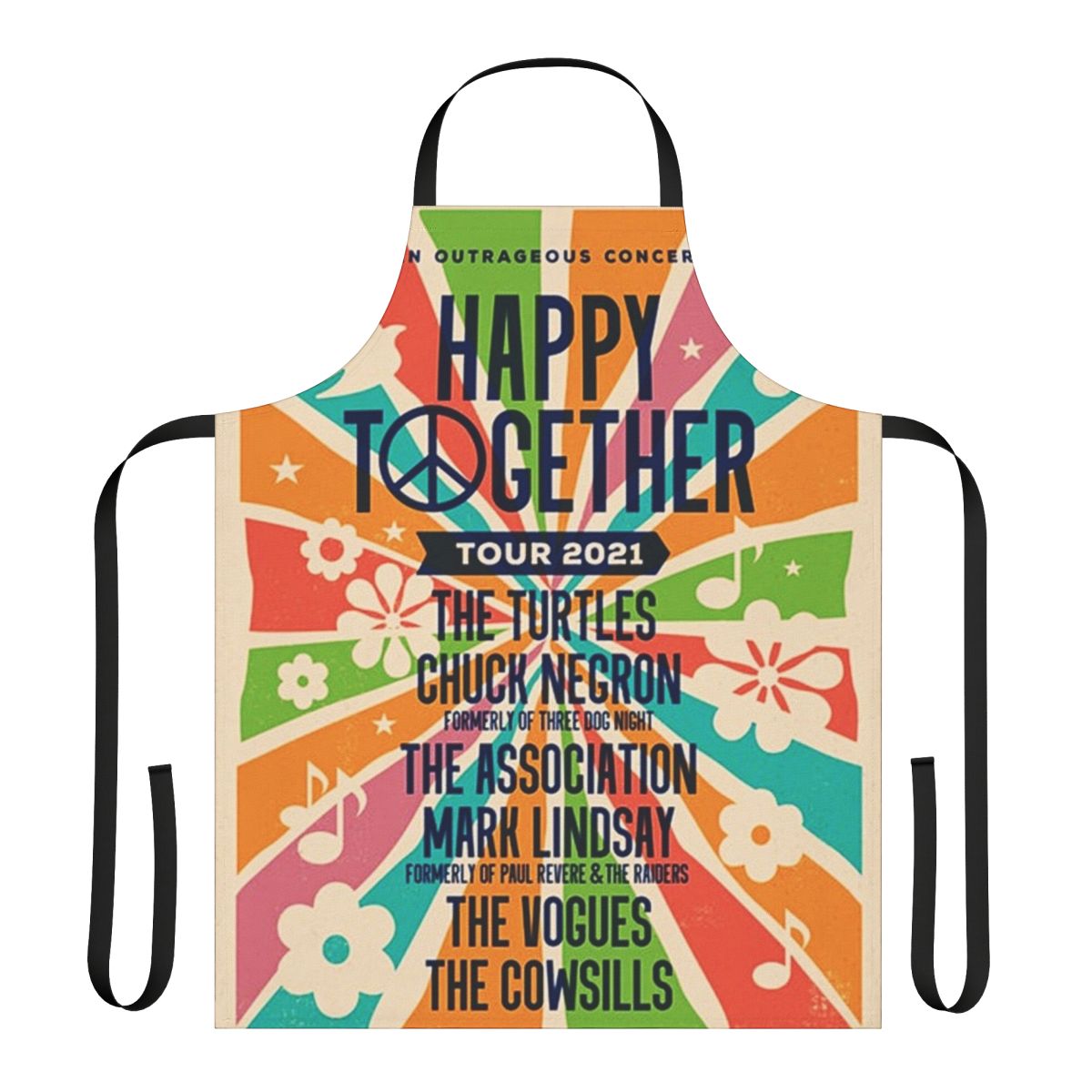 The Happy Together Tour 2021 inspired apron, featuring colorful design