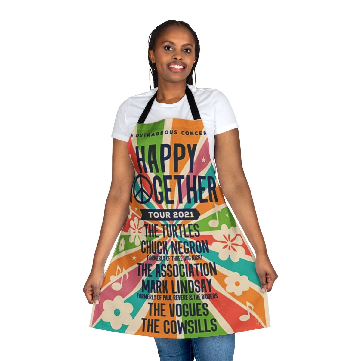 The Happy Together Tour 2021 inspired apron, featuring colorful design
