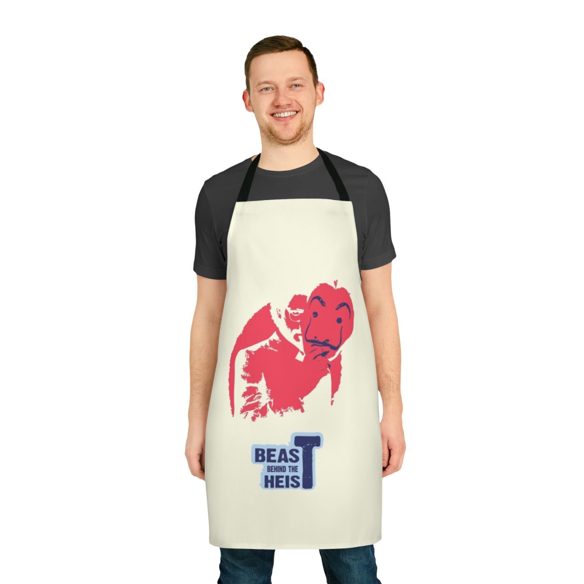 Stylish "Beast Behind The Heist" apron for Money Heist fans