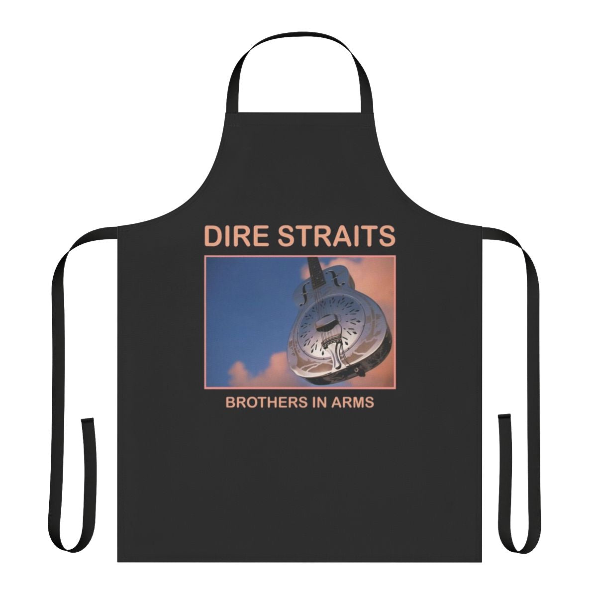 Dire Straits-inspired apron with retro album art and band logo