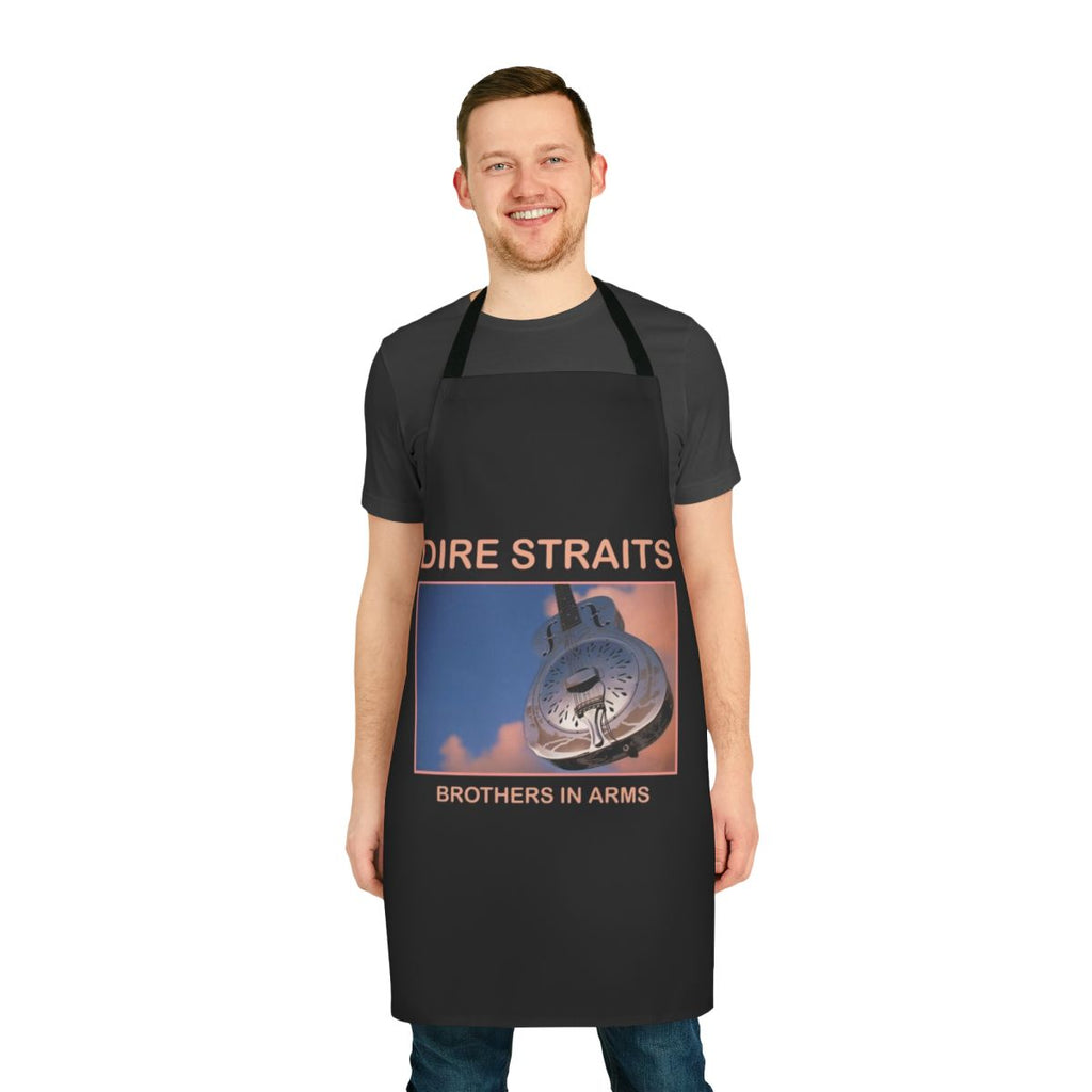Dire Straits-inspired apron with retro album art and band logo