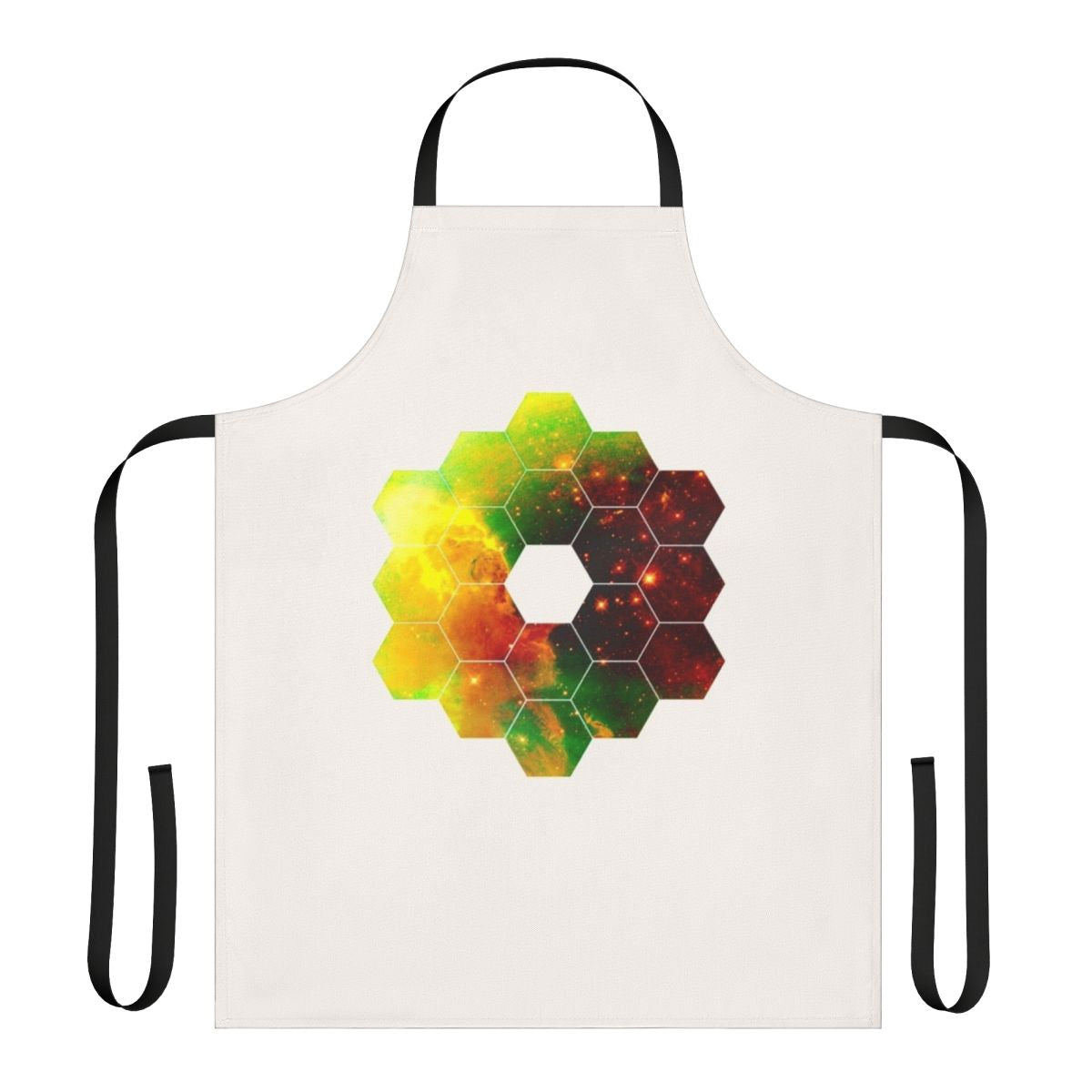 Apron featuring the James Webb Space Telescope and cosmic imagery