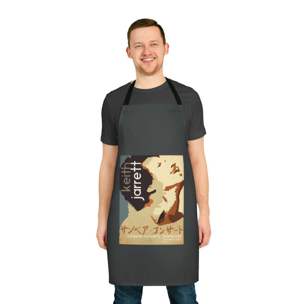 An apron featuring the name and image of renowned jazz pianist Keith Jarrett