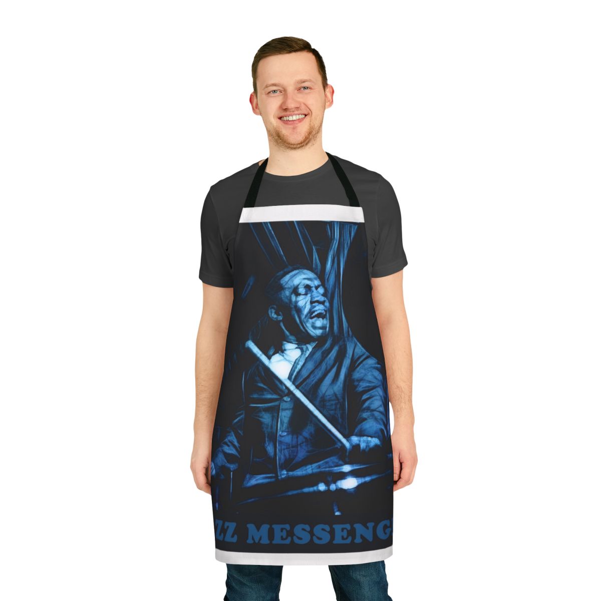 Art Blakey-inspired apron featuring the iconic Jazz Messenger logo