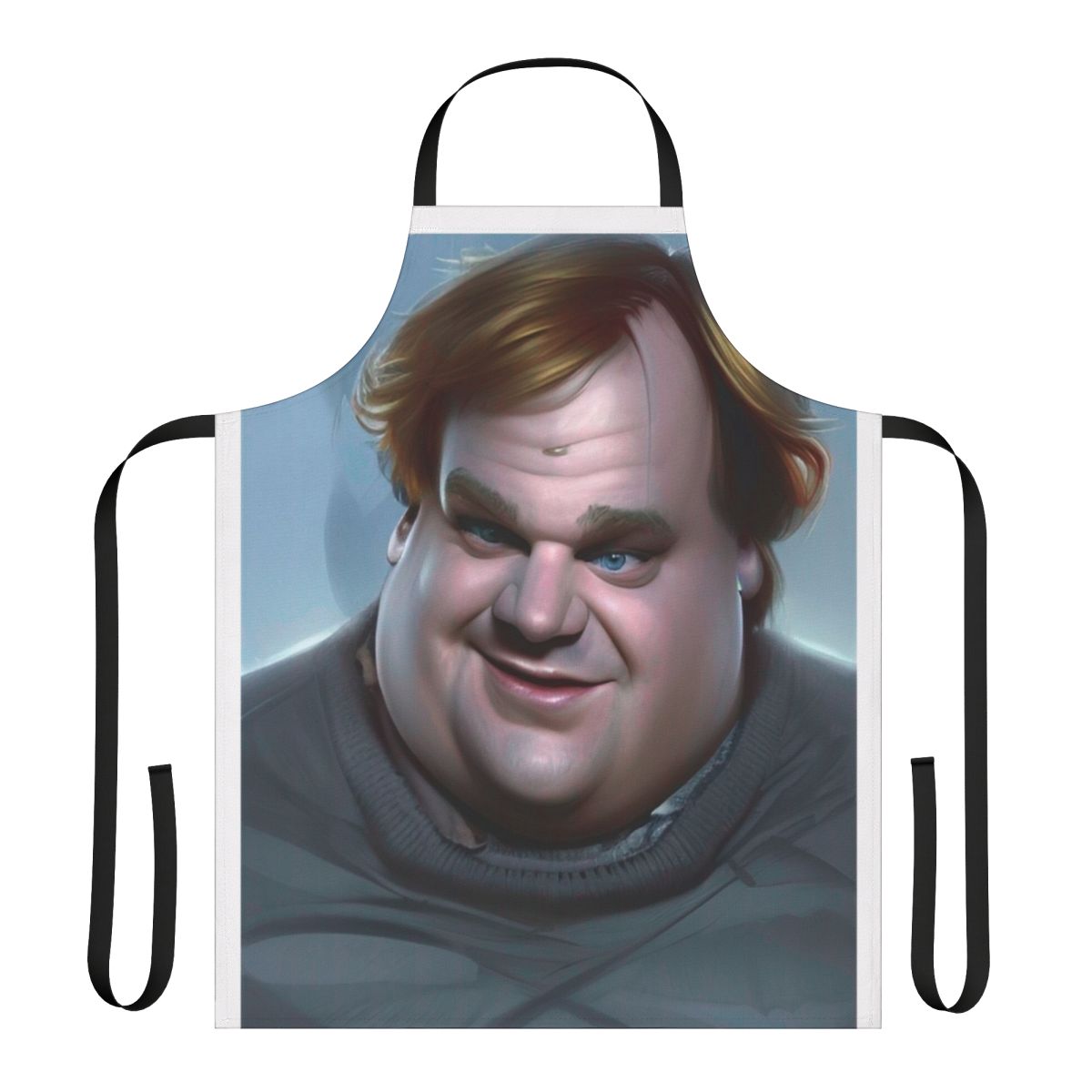 An apron featuring a tribute design to the iconic Saturday Night Live comedian Chris Farley