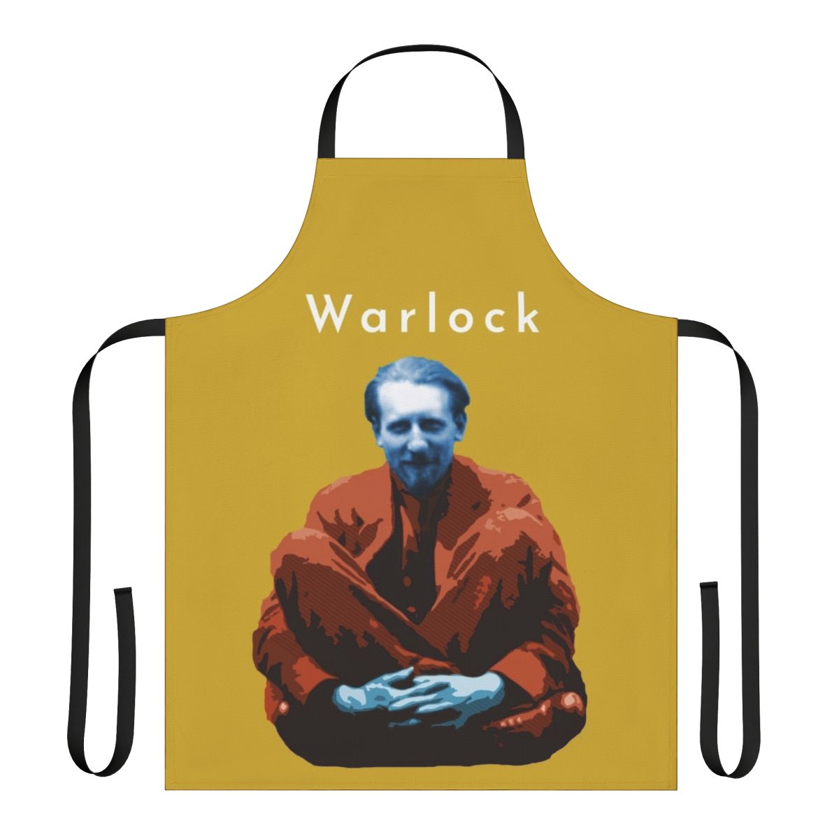 Stylish apron featuring the name and image of British composer Peter Warlock