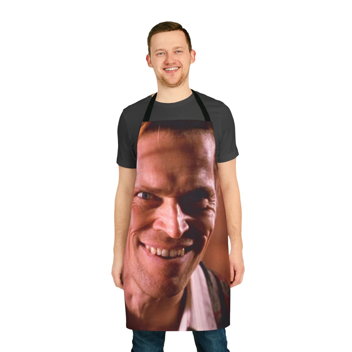 Happy Willem Dafoe apron featuring the beloved character actor from Wes Anderson's The Life Aquatic