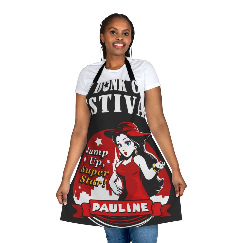 An apron featuring the New Donk City festival from the Super Mario Odyssey video game.
