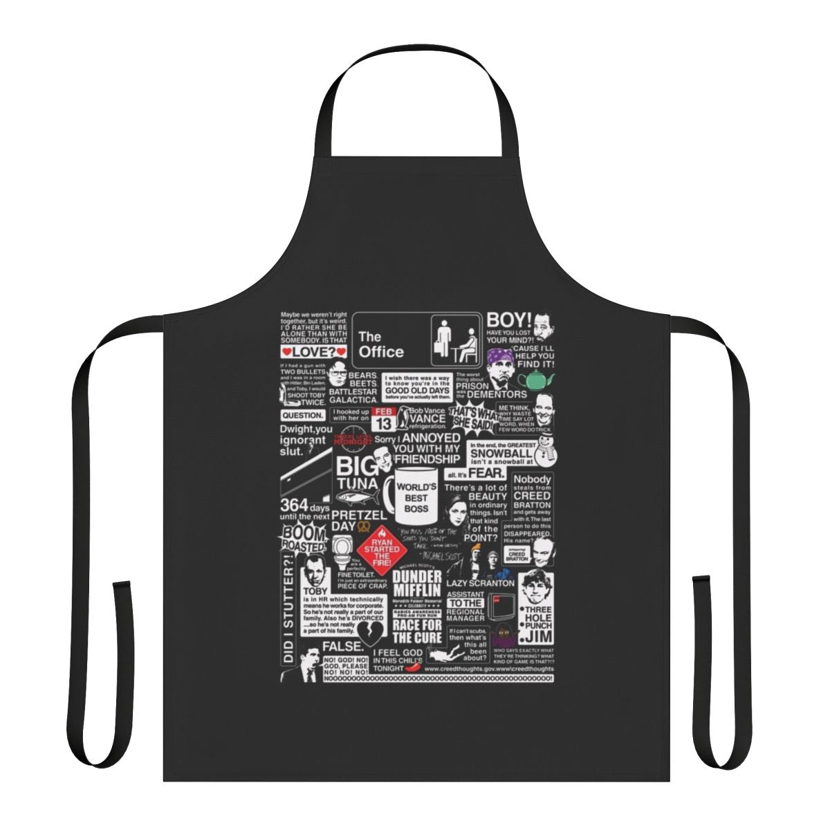 Apron featuring quotes and characters from the popular TV show The Office
