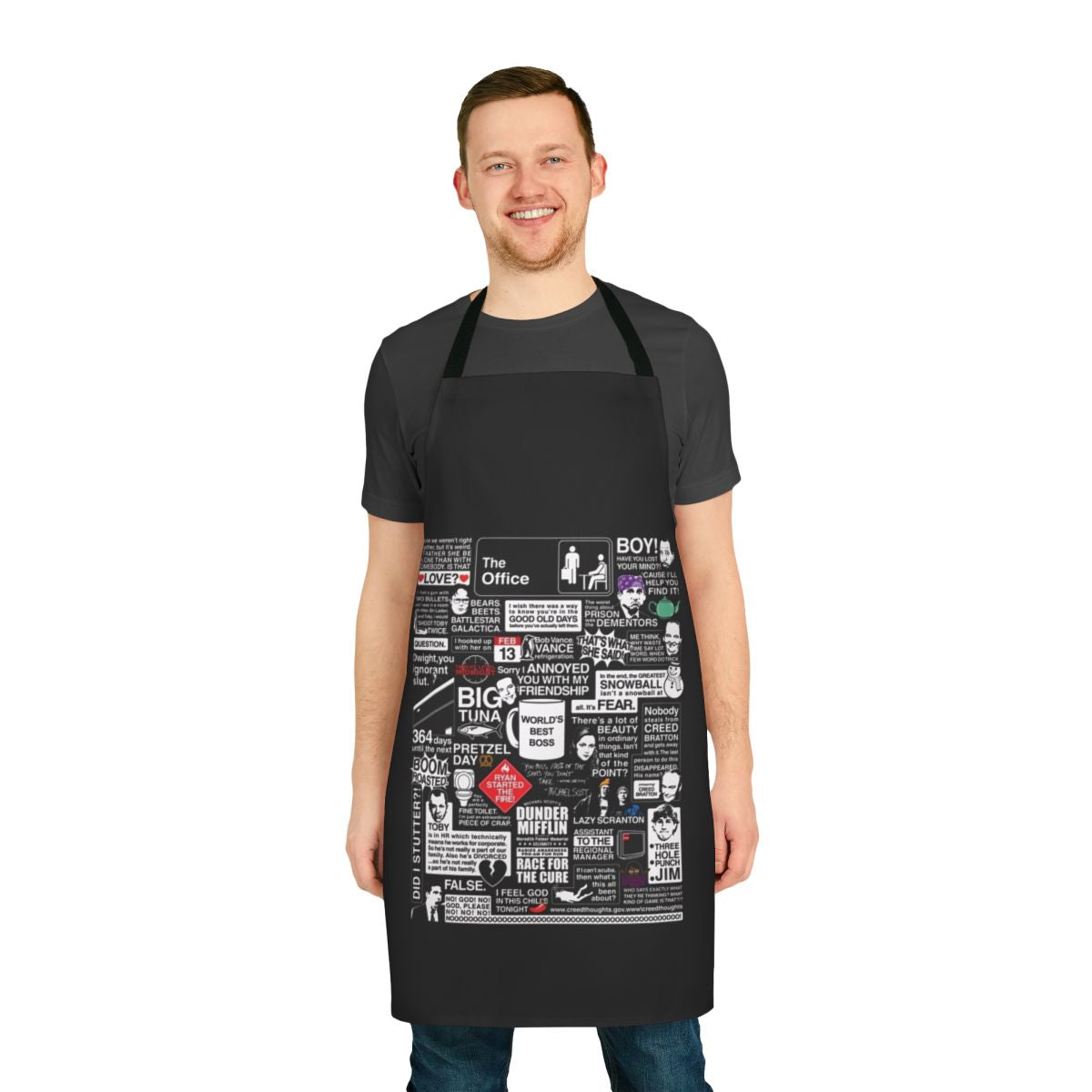 Apron featuring quotes and characters from the popular TV show The Office