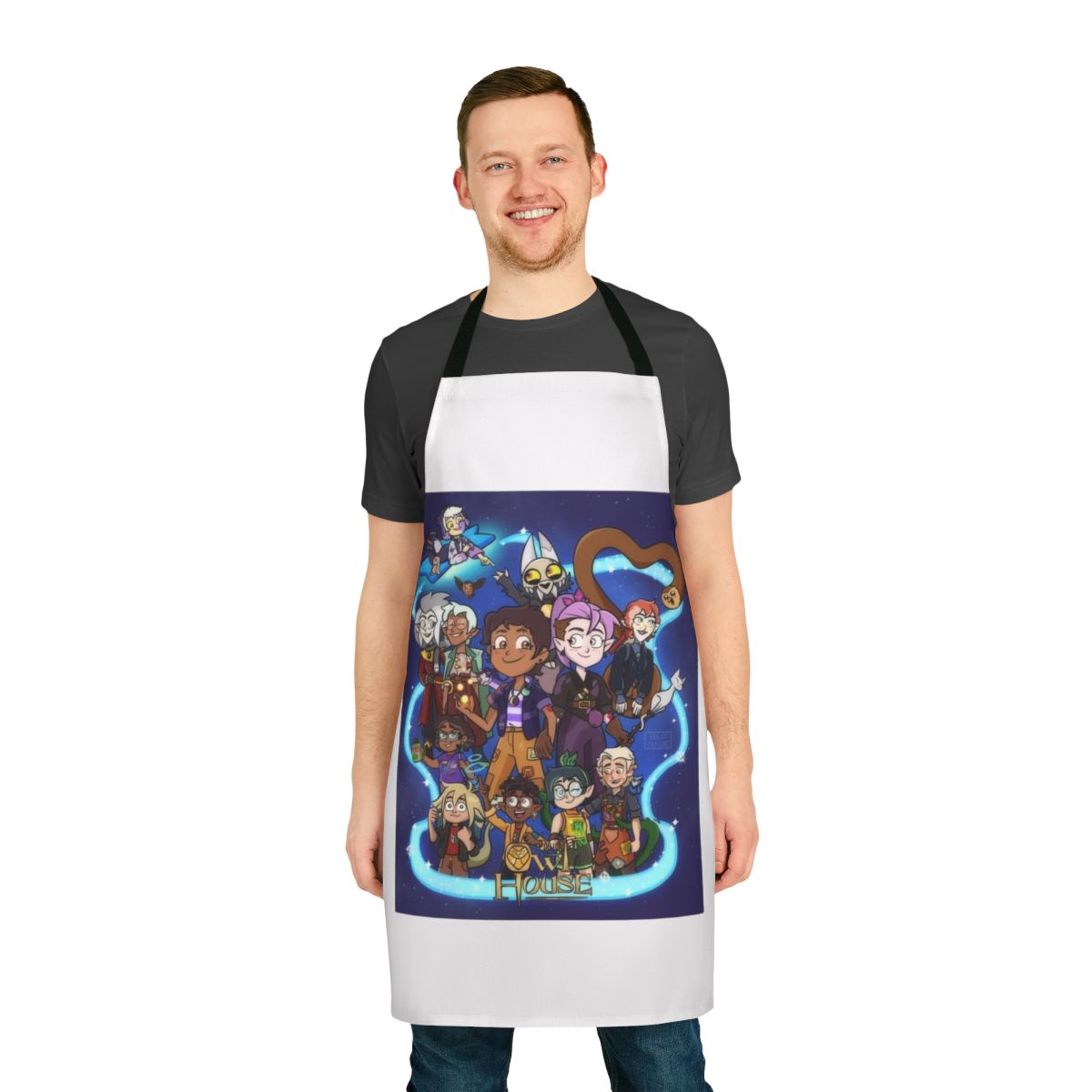 Owl House Finale Inspired Apron featuring characters like Eda Clawthorne, Amity Blight, and King