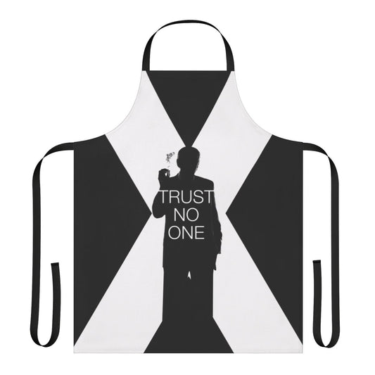 X-Files themed apron with "Trust No One" design