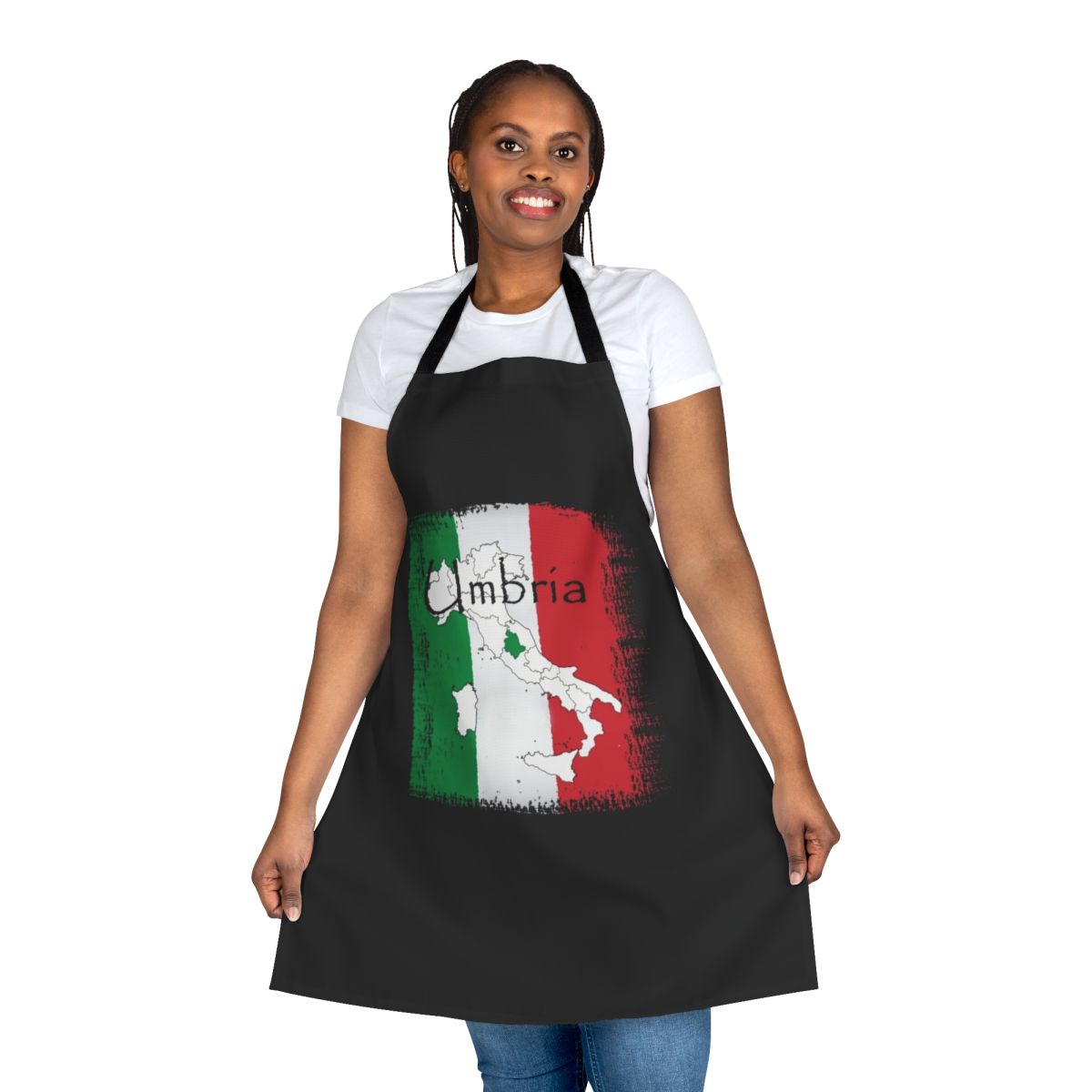 Premium apron featuring the vibrant colors and designs of the Umbria region of Italy