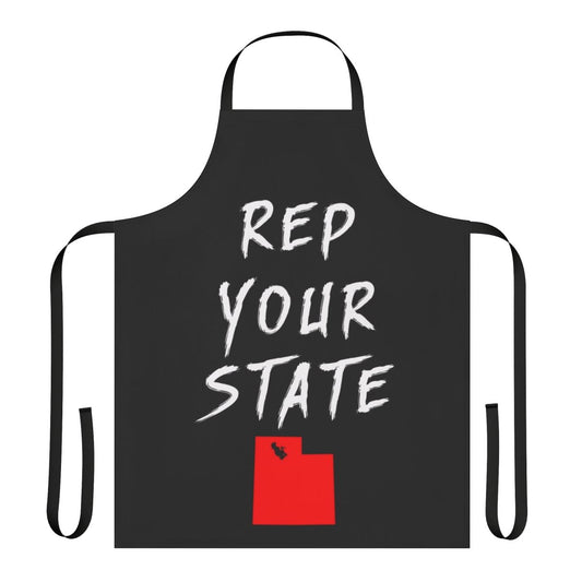 A high-quality kitchen apron featuring the outline of the state of Utah, perfect for cooking, baking, and displaying state pride.