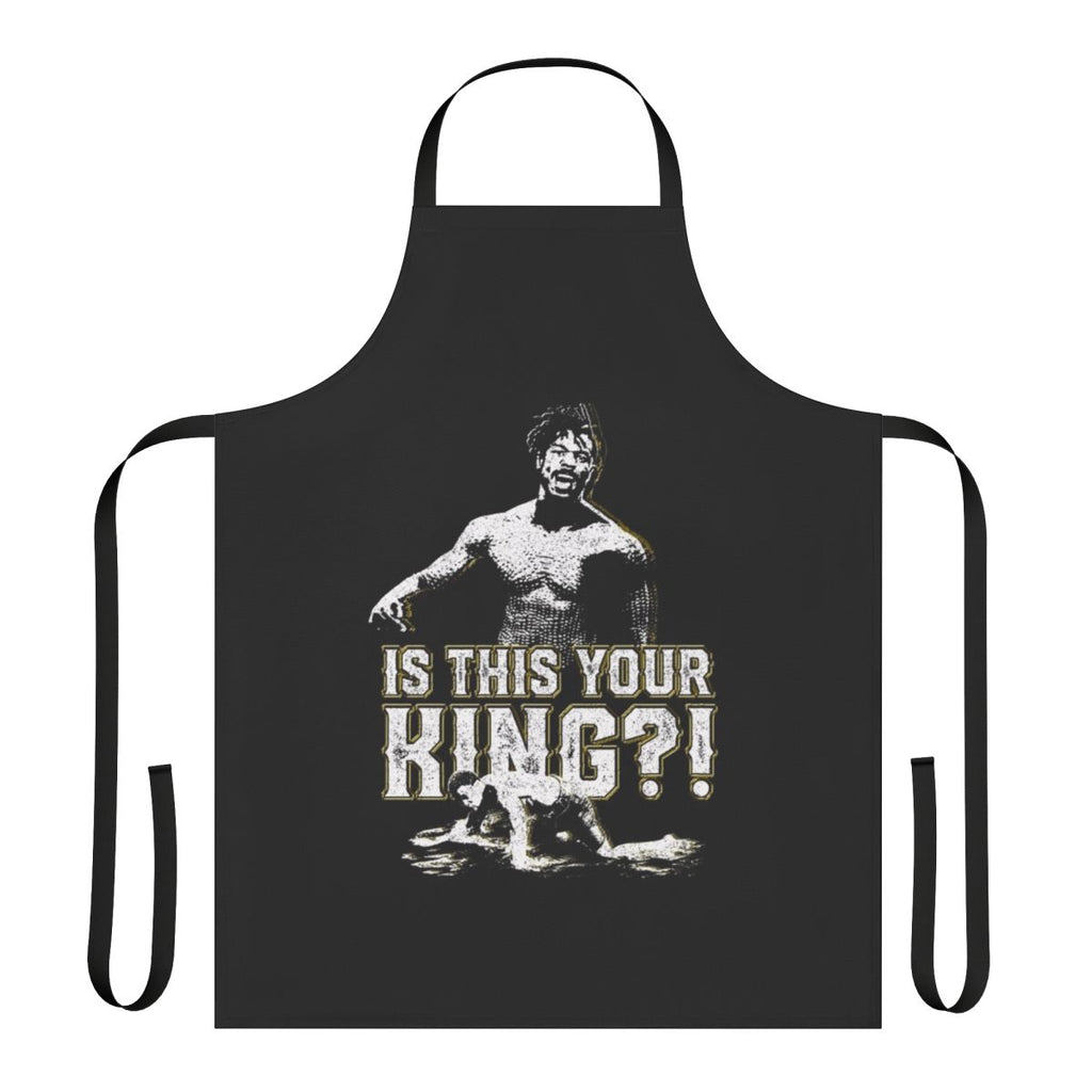 Apron featuring a Wakandan-inspired design and comic book-inspired graphics