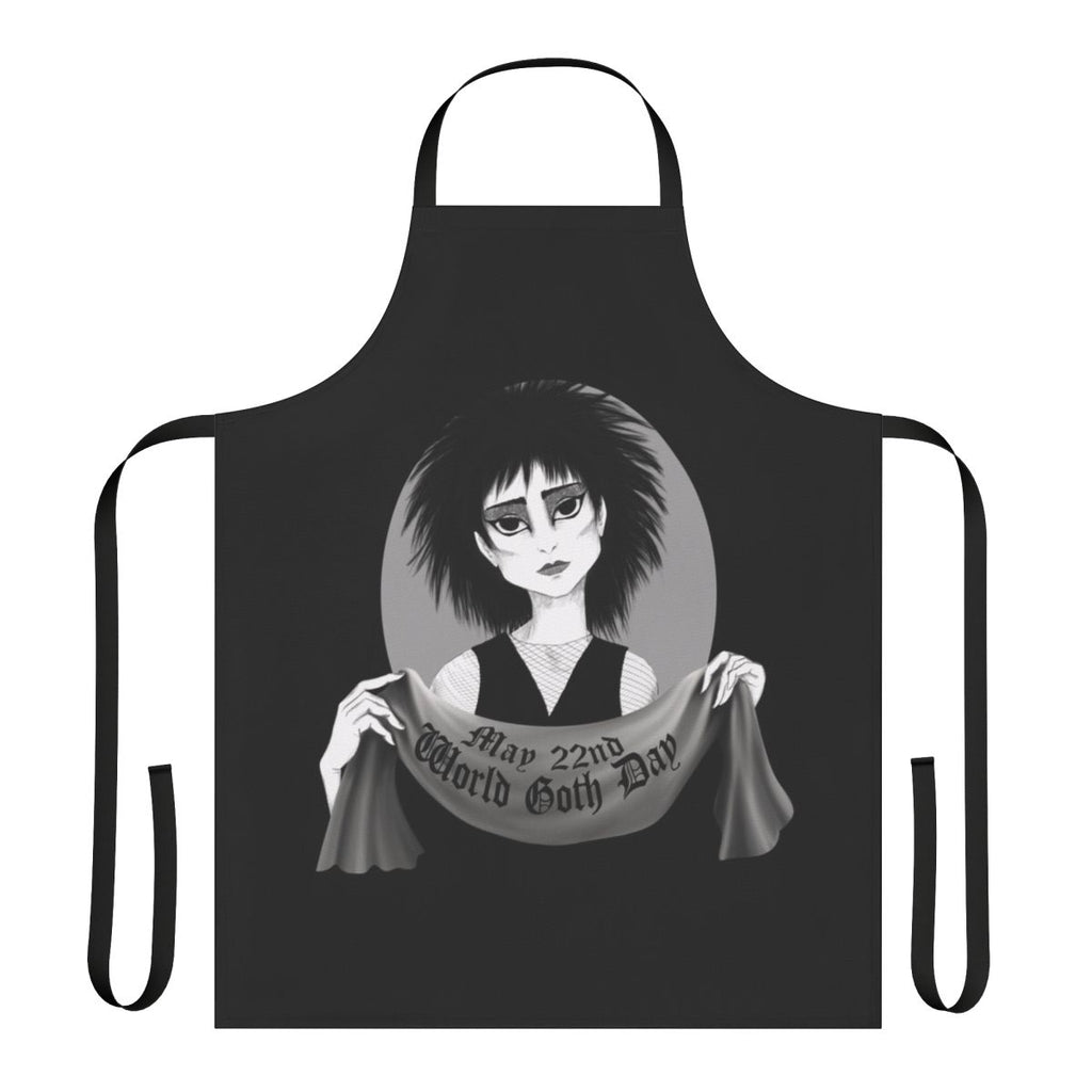 Stylish gothic apron featuring a Siouxsie and the Banshees inspired design, perfect for World Goth Day.