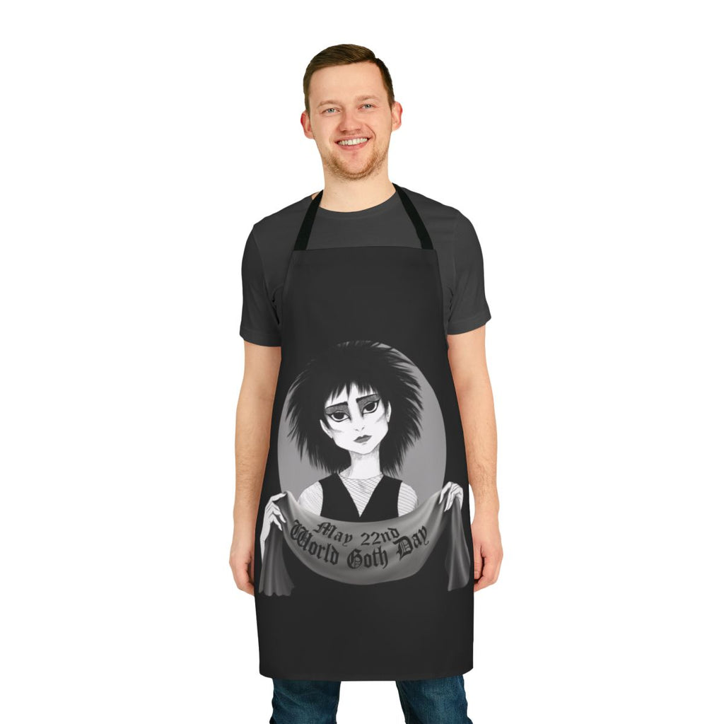 Stylish gothic apron featuring a Siouxsie and the Banshees inspired design, perfect for World Goth Day.