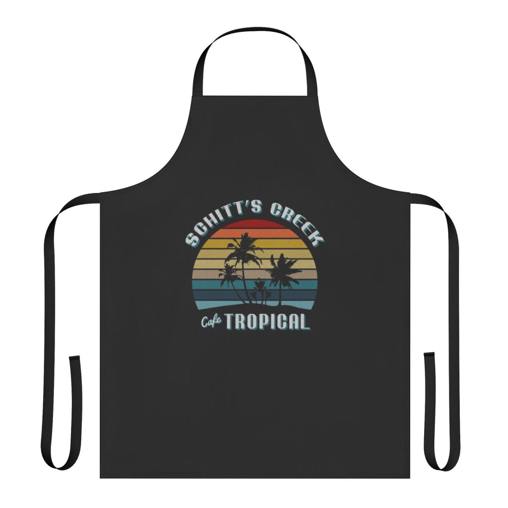 Schitt's Creek inspired cafe tropical apron with characters and quotes