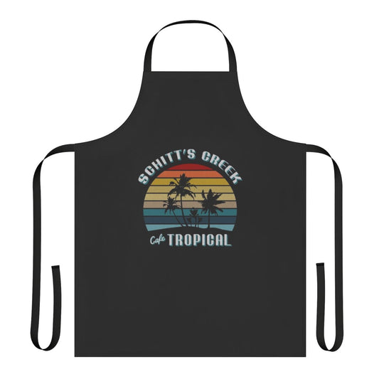Schitt's Creek inspired cafe tropical apron with characters and quotes