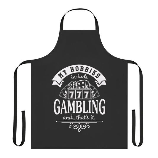 Apron featuring a playful design with gambling-themed elements like slots, poker chips, and dice.