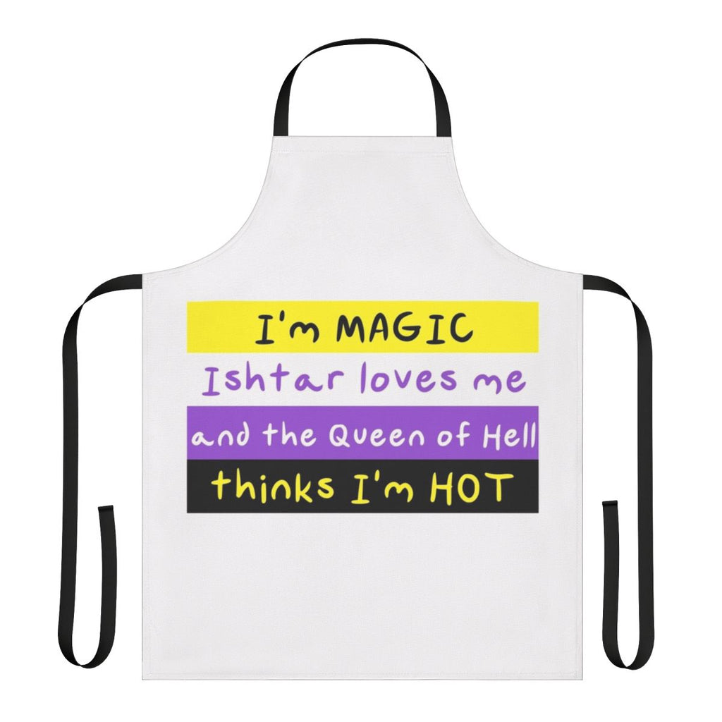 Asu Shu Namir inspired apron featuring a stylized design