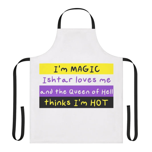 Asu Shu Namir inspired apron featuring a stylized design