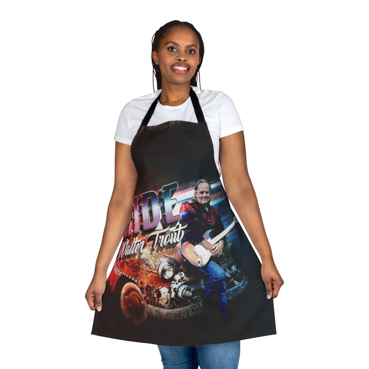 An apron inspired by the legendary musician Walter Trout, perfect for music lovers and concert goers.