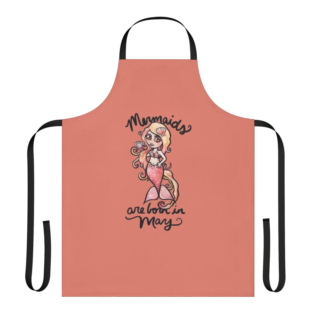 Mermaid-themed apron with the text "Mermaids Are Born In May"