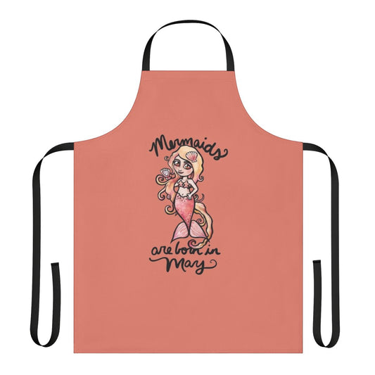 Mermaid-themed apron with the text "Mermaids Are Born In May"
