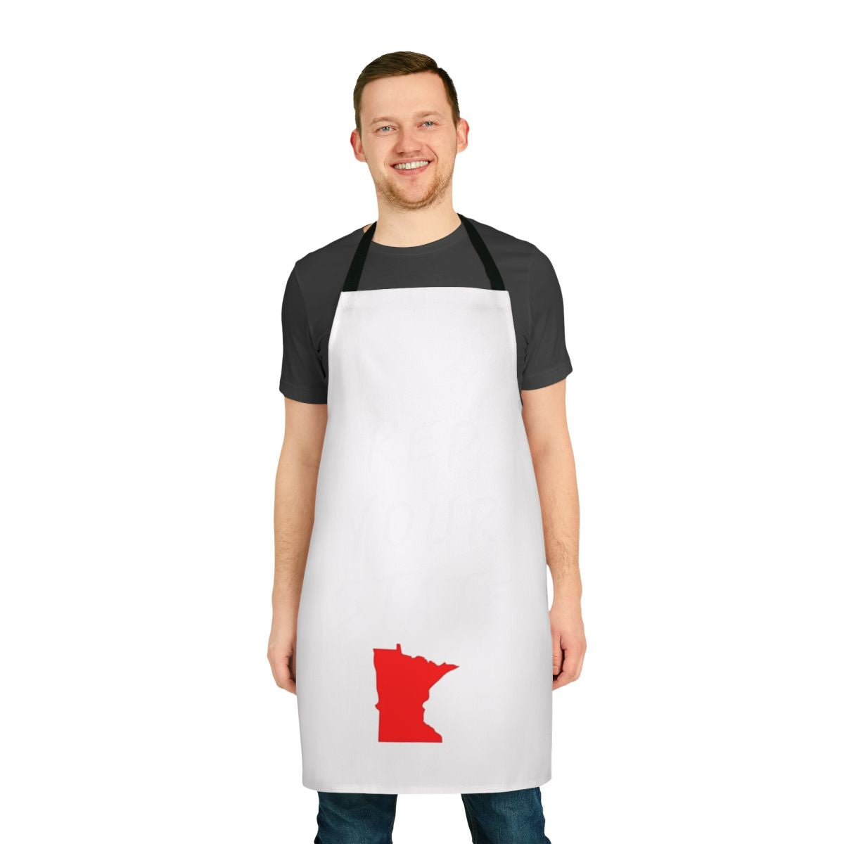 A durable and stylish apron featuring the state of Minnesota