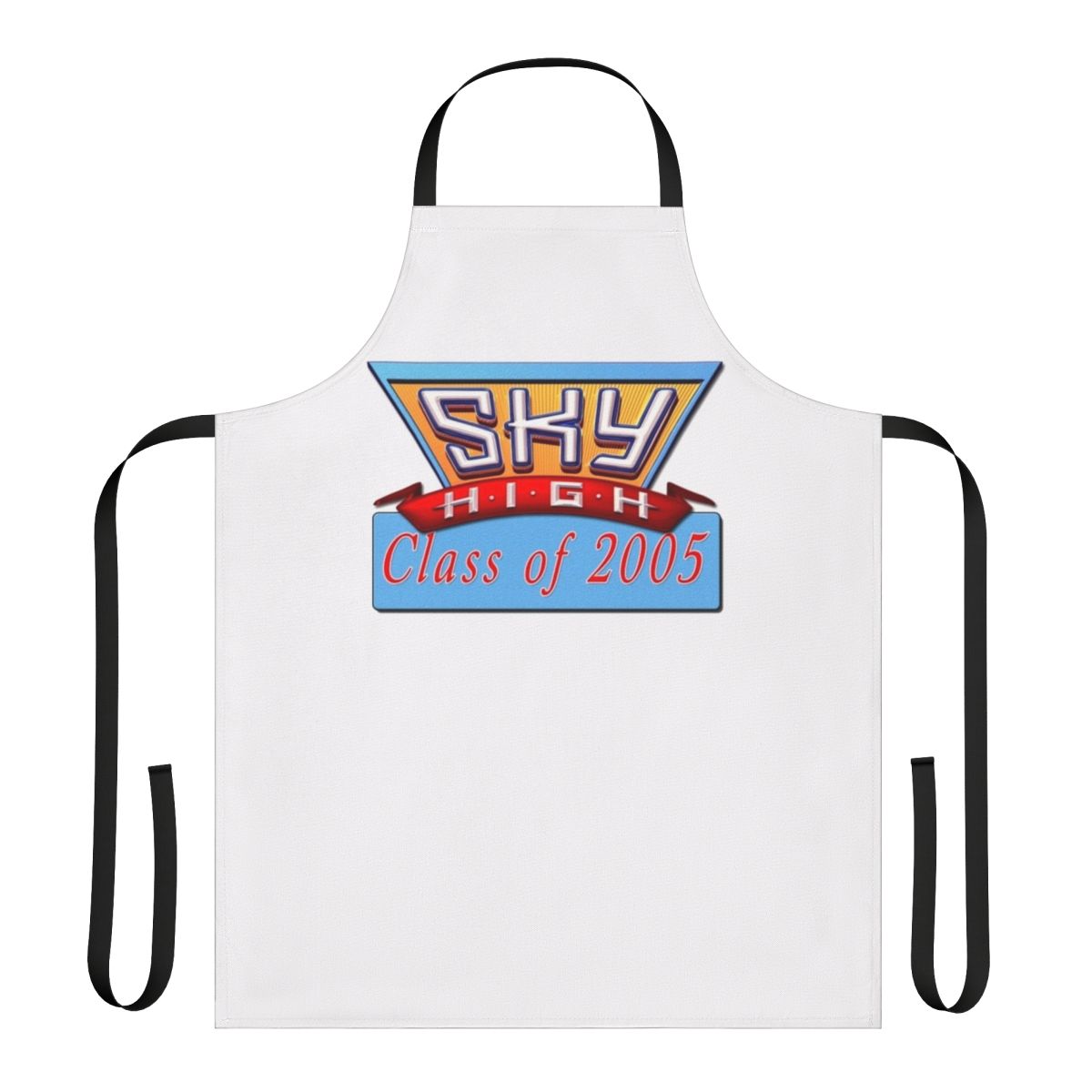 Sky High Alumni Apron featuring the school's logo and characters