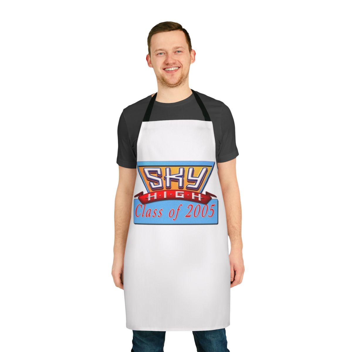 Sky High Alumni Apron featuring the school's logo and characters