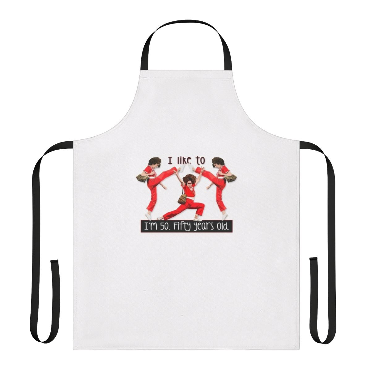 Apron with "I'm 50" and "Fifty Years Old" design, perfect for 50th birthday celebration