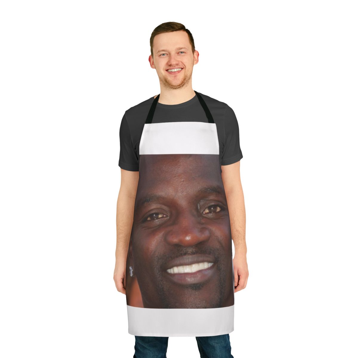 Akon-inspired kitchen apron with singer's name and image