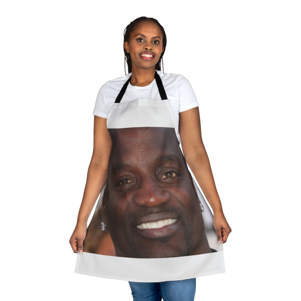 Akon-inspired kitchen apron with singer's name and image