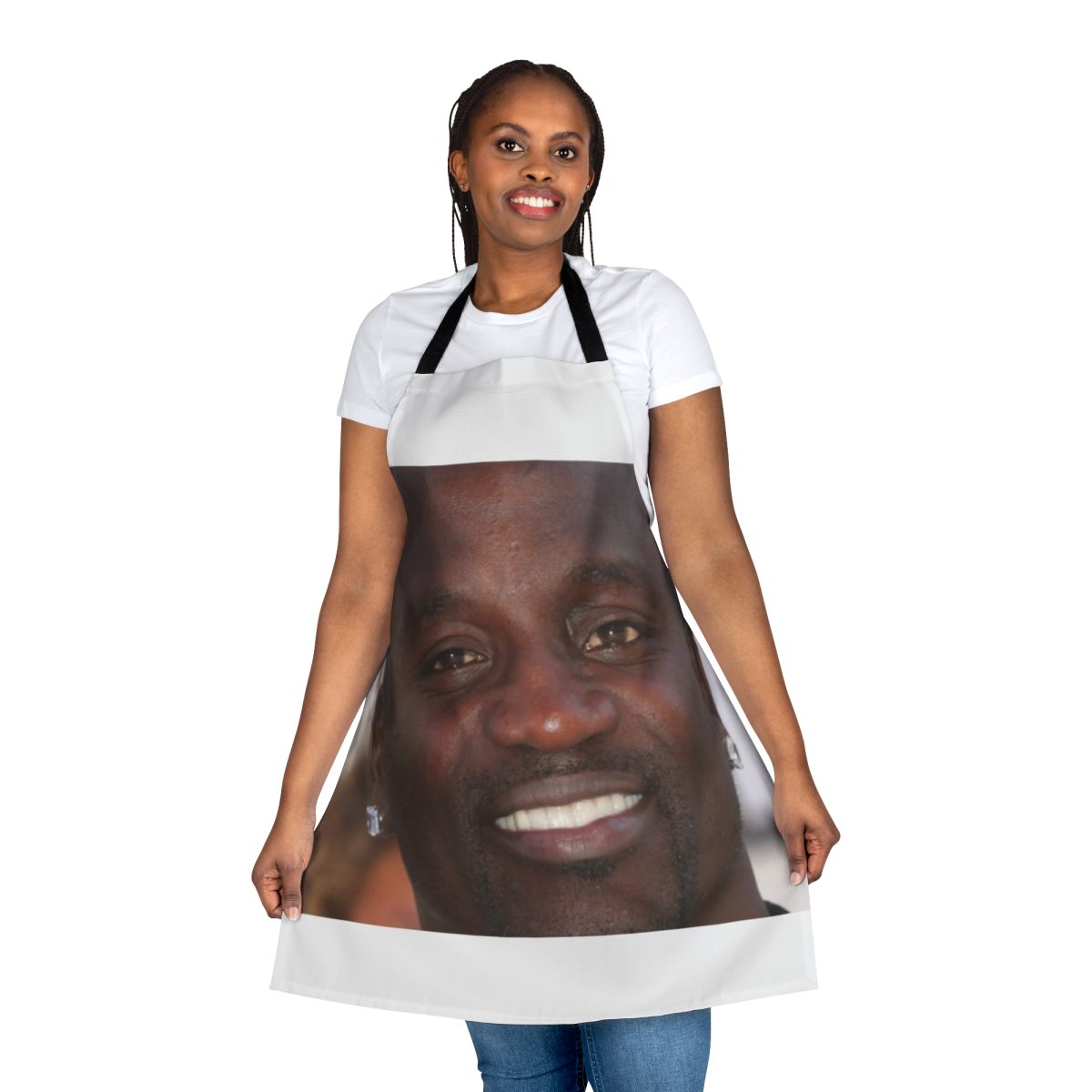Akon-inspired kitchen apron with singer's name and image