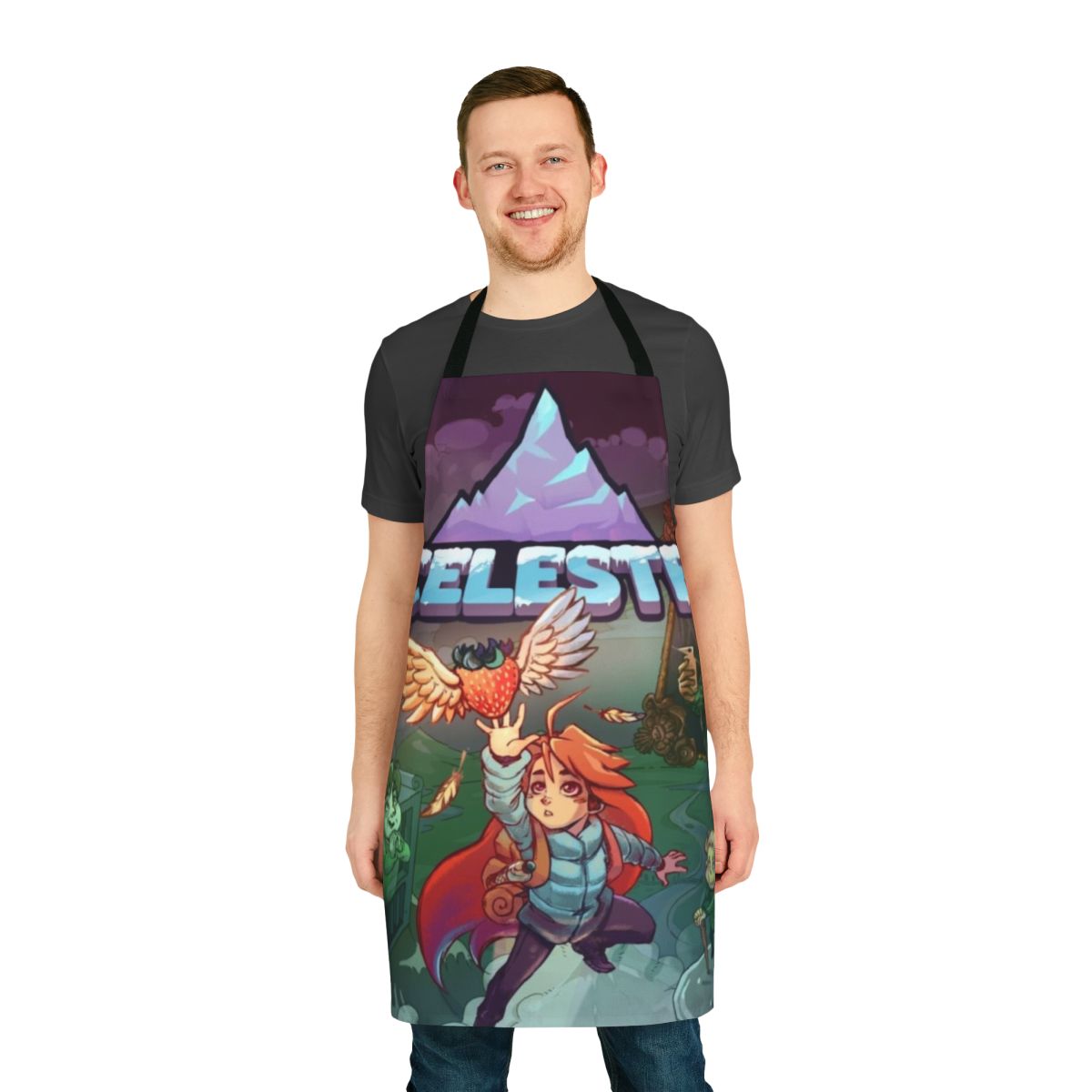 Celeste-inspired apron with video game design