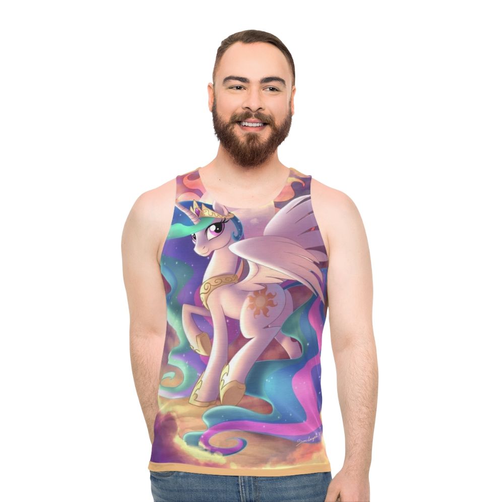 Unisex tank top with a celestial alicorn design inspired by My Little Pony