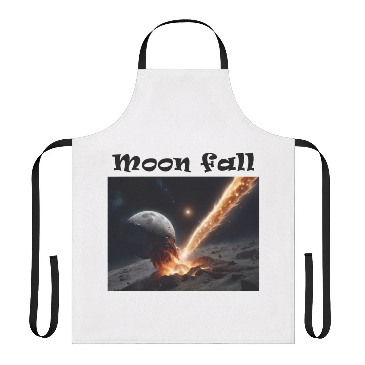 Apron with a stunning space-inspired design featuring the moon, stars, and galaxies