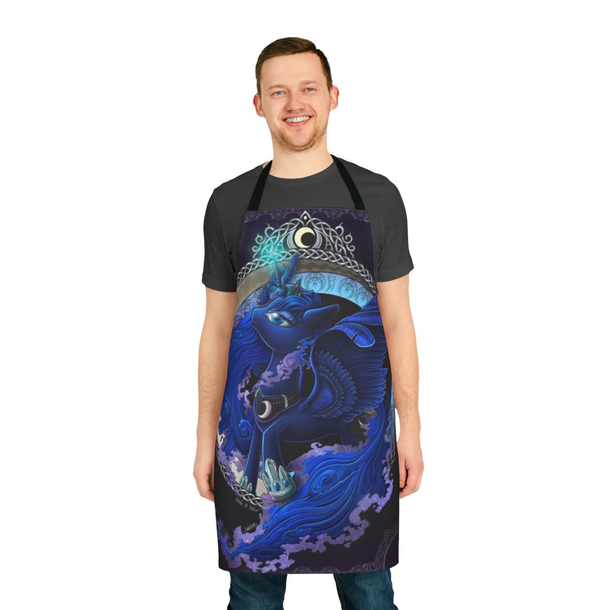 Apron featuring a moon and stars design inspired by Princess Luna from My Little Pony