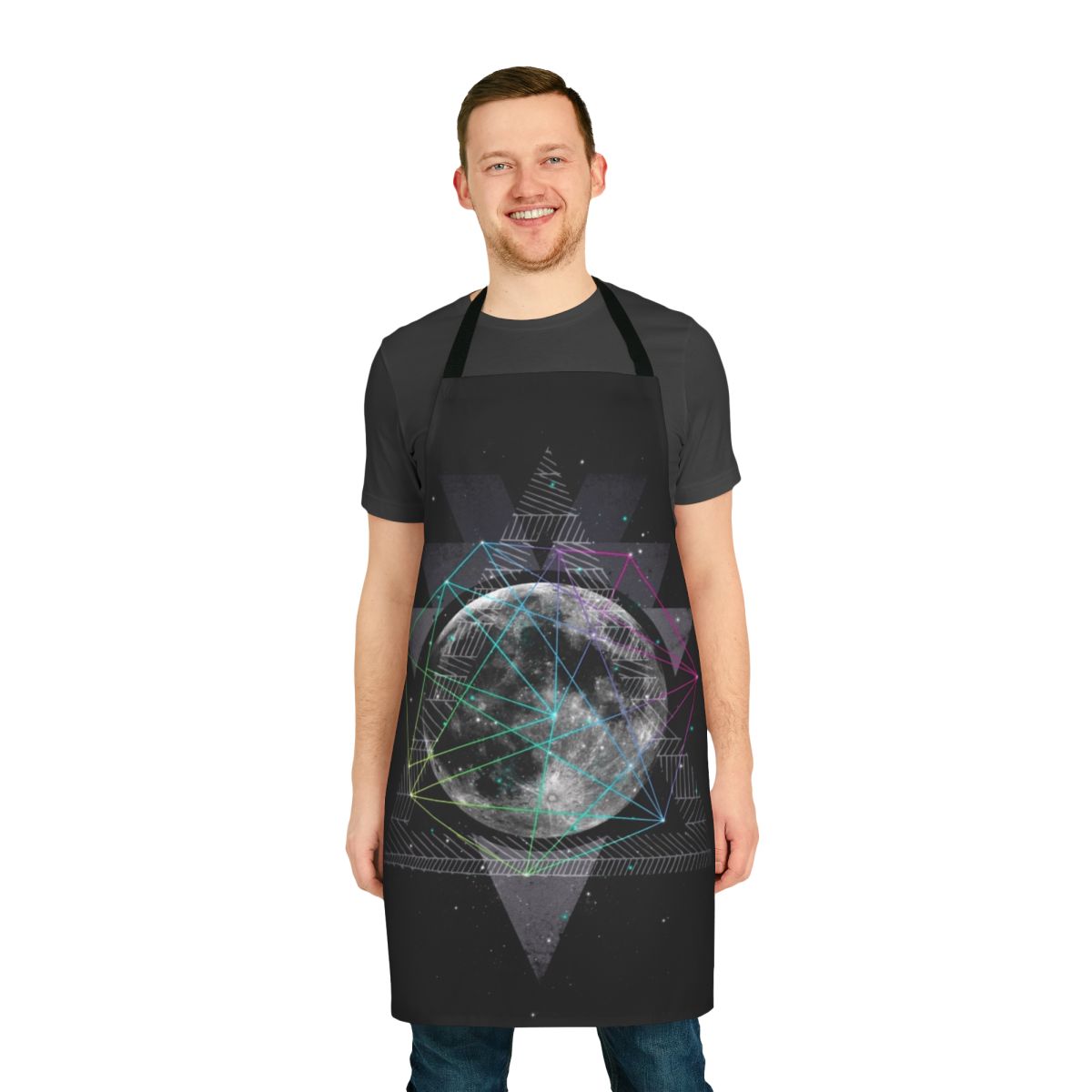 Apron with a stylish and captivating moon and stars design