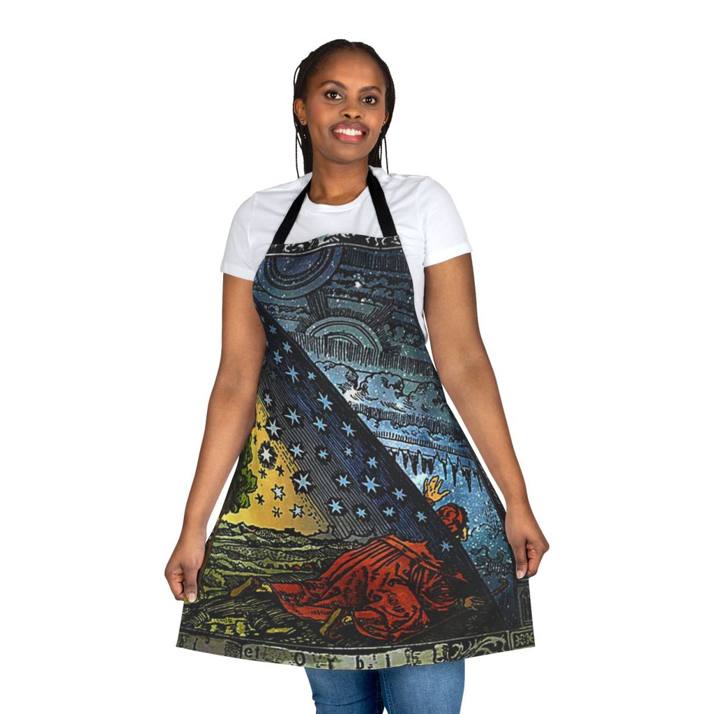 Apron with Flammarion engraving depicting the cosmos and celestial elements
