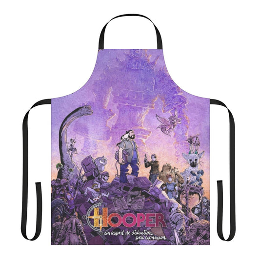 Celestial-themed apron with a bear print design against a cosmic background