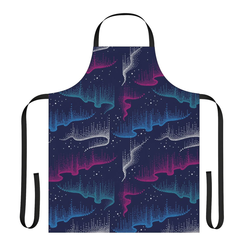 Dotwork Aurora Borealis Design Apron with Swirling Cosmic Patterns