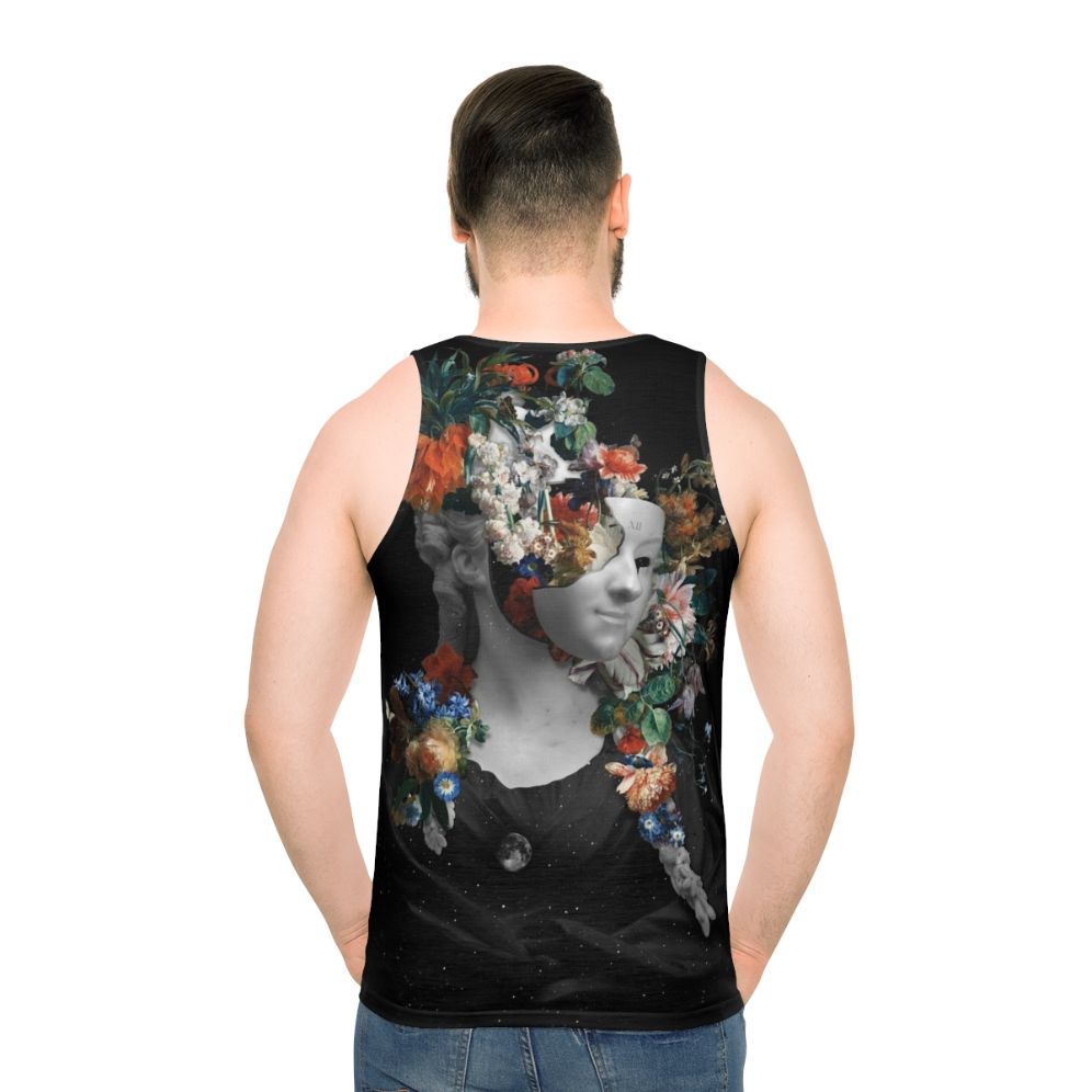 Unisex tank top with a celestial floral design
